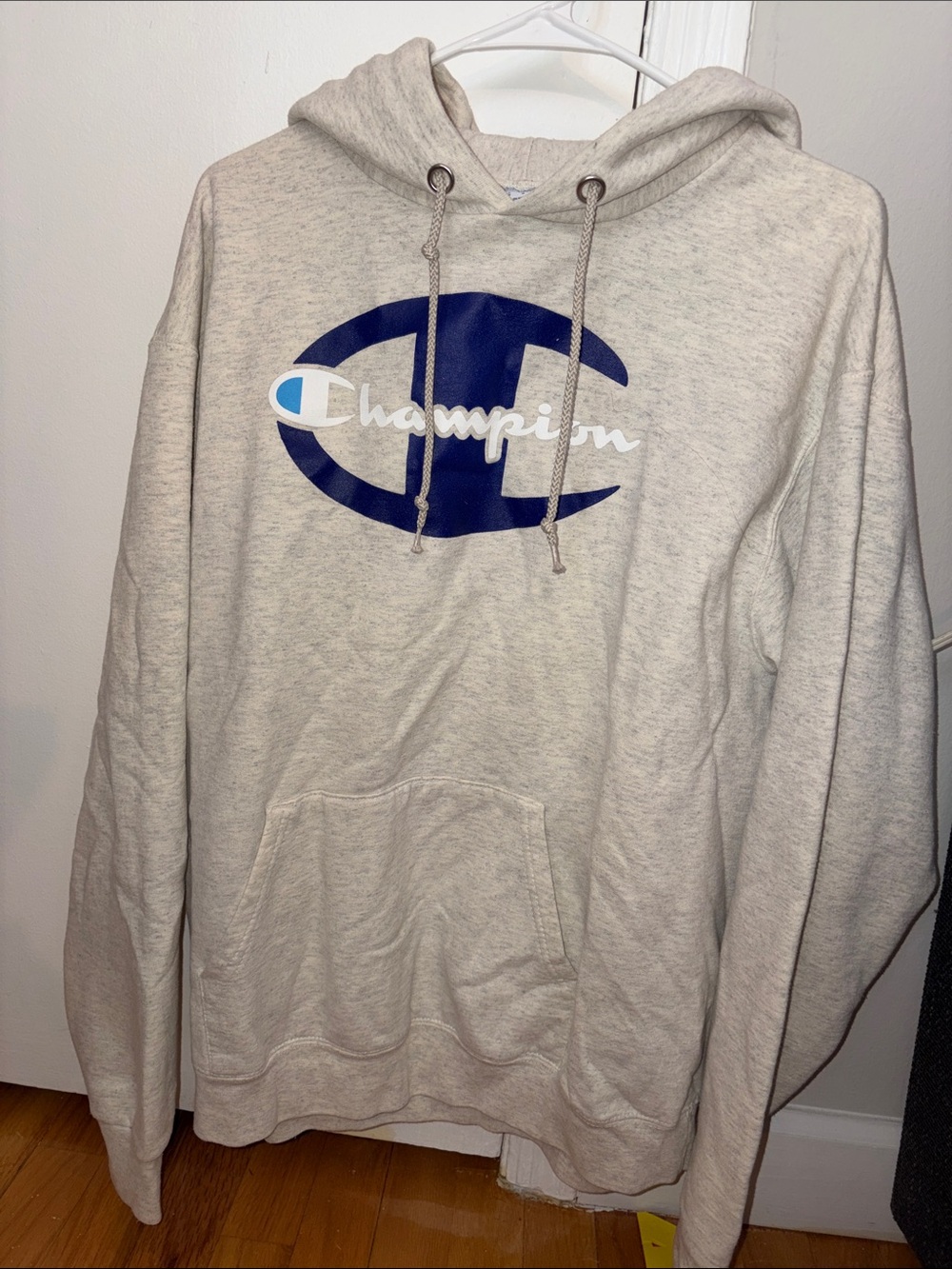 Champion Men's Cream Logo Hoodie